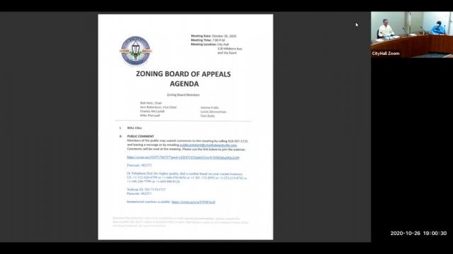 Zoning Board of Appeals Meeting (10-26-20)