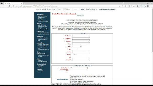 Create a Public Account  in e-TRAKiT