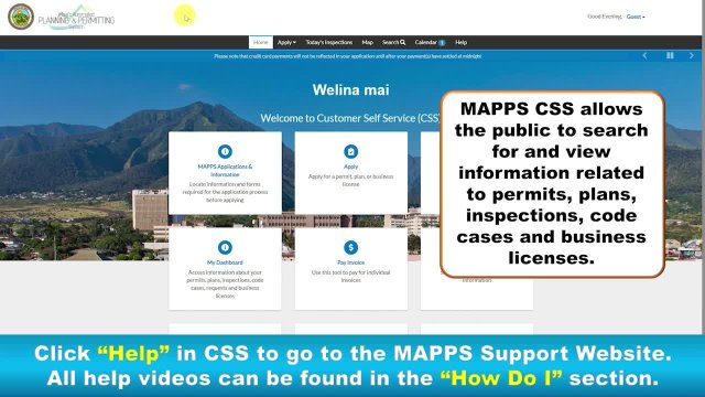 MAPSS CSS Information Available Without Logging In