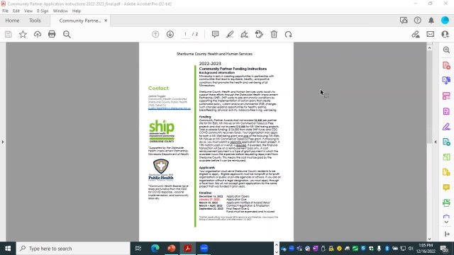 Community Partner Award Document Review