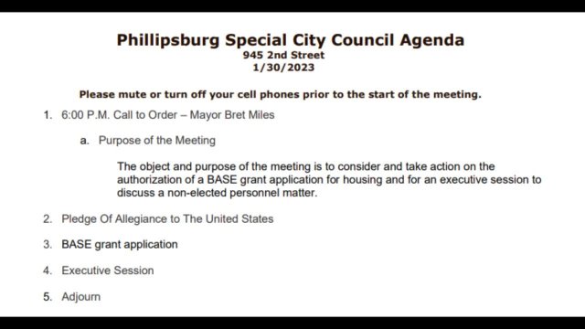 Phillipsburg Special City Council Mtg 01/30/2023