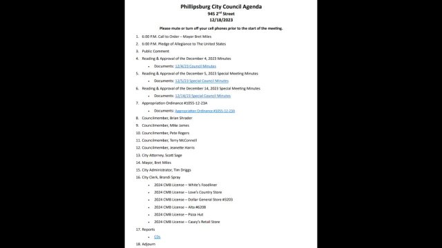 City Council Meeting -December 18, 2023