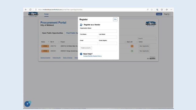 BONFIRE- Register an account