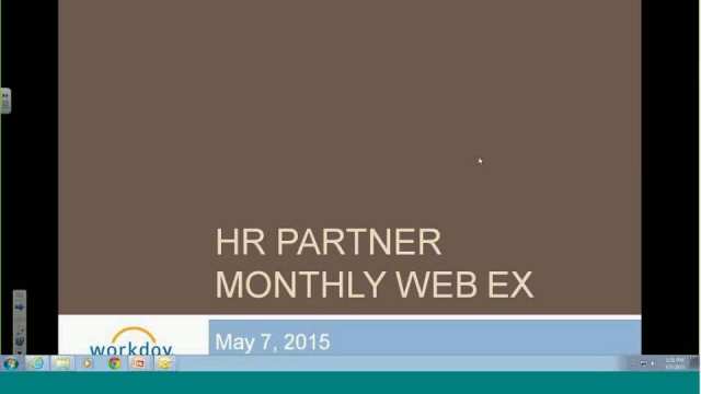Workday Partner Monthly Check-in 05/07/2015