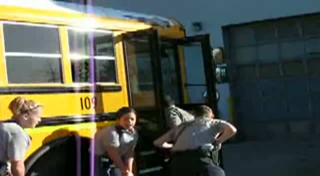 Cadets conduct a school bus exercise